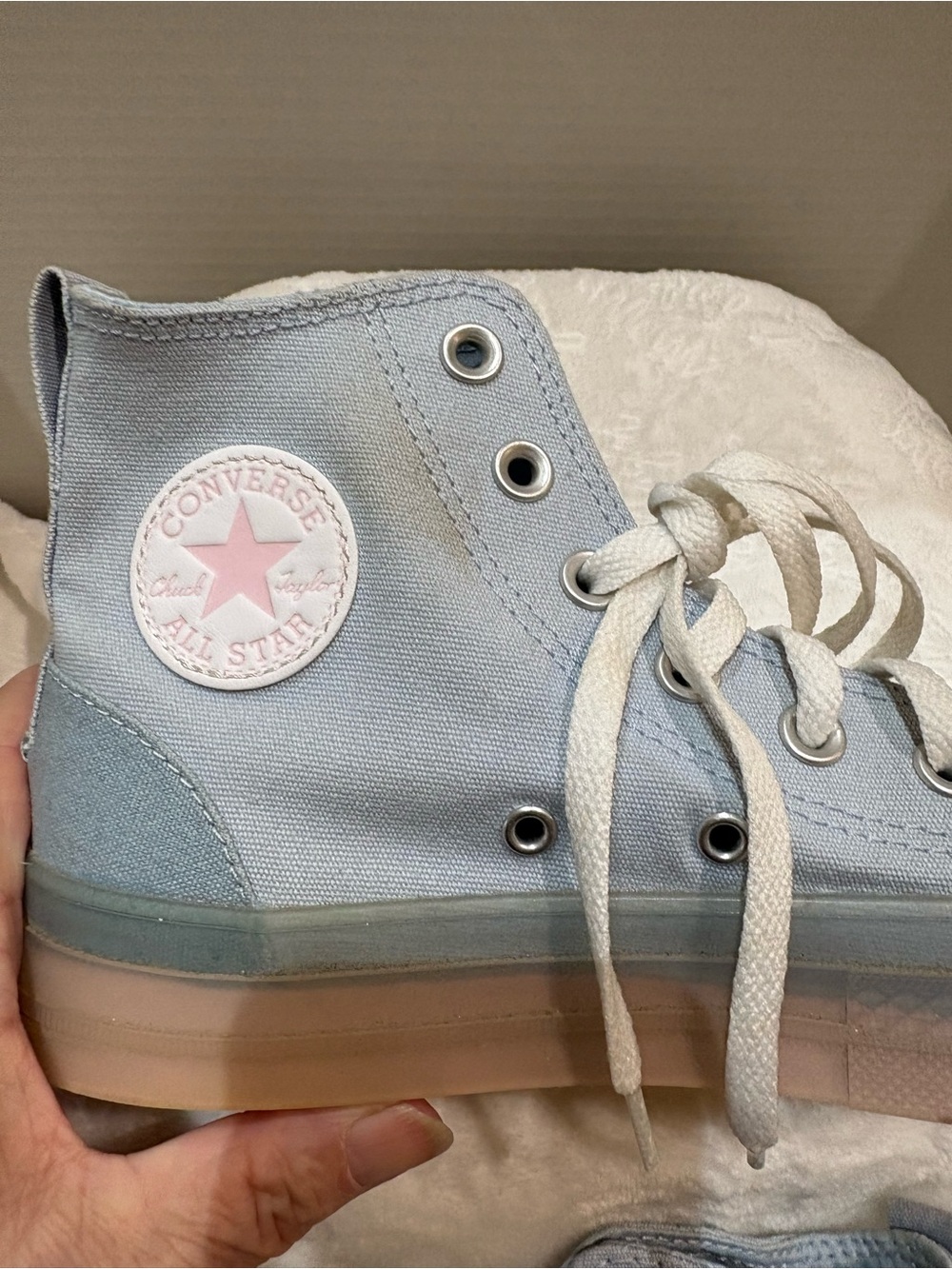 CONVERSE ALL STAR CHUCK TAYLOR CX LIGHT BLUE & PINK HOGH TOP CANVAS SHOE W 8 - Picture 9 of 10